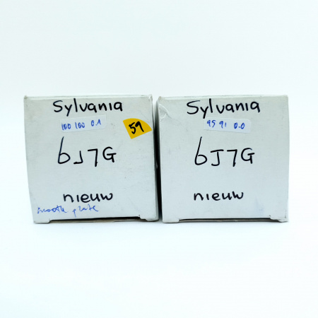 2 X 6J7G SYLVANIA TUBE. 1960s PROD. FLAT GETTER. 59.  CB397