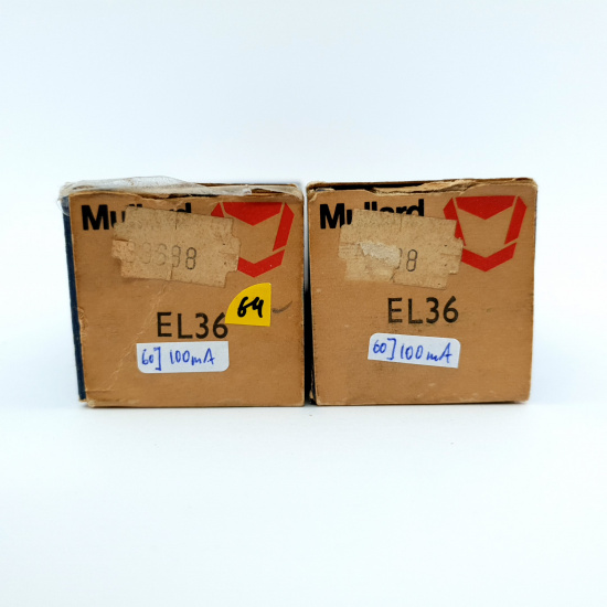 2 X EL36 MULLARD TUBE. 1960s PROD. B-CODES. 3 MICA. MATCHED PAIR. 64. CB397