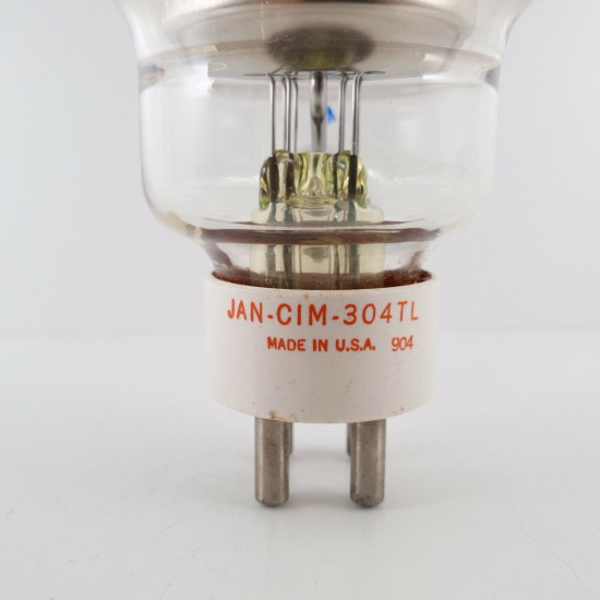 1 X JAN CIM 304TL / VT129 EIMAC TUBE. RED LOGO. MODERN PLATES. 1960s. NOS 1  ENA