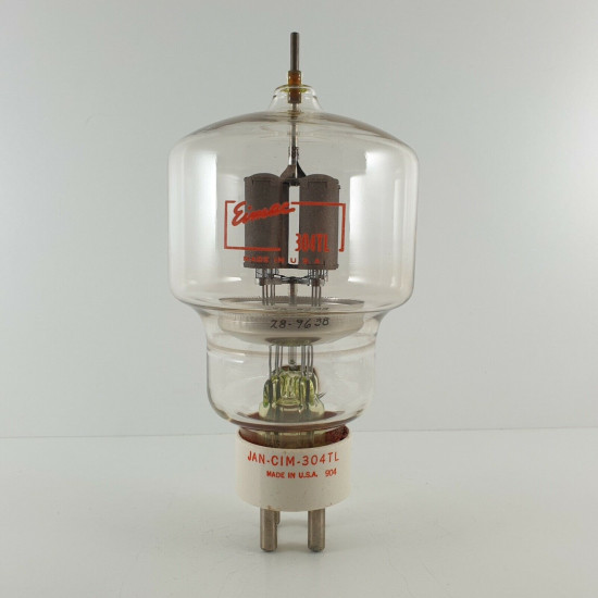 1 X JAN CIM 304TL / VT129 EIMAC TUBE. RED LOGO. MODERN PLATES. 1960s. NOS 1  ENA