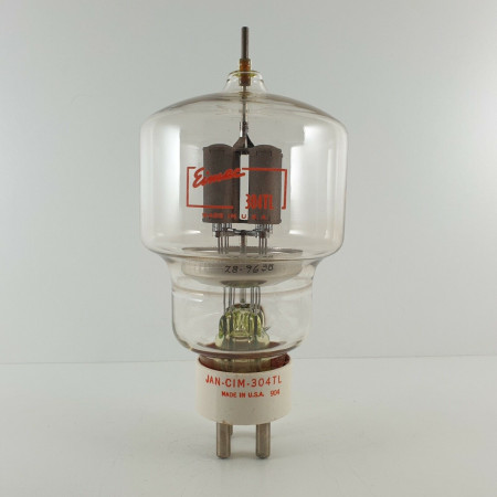 1 X JAN CIM 304TL / VT129 EIMAC TUBE. RED LOGO. MODERN PLATES. 1960s. NOS 1  ENA