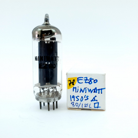 1 X EZ80 MINIWATT TUBE. 1950s PROD. SQUARE GETTER. 78. CB397