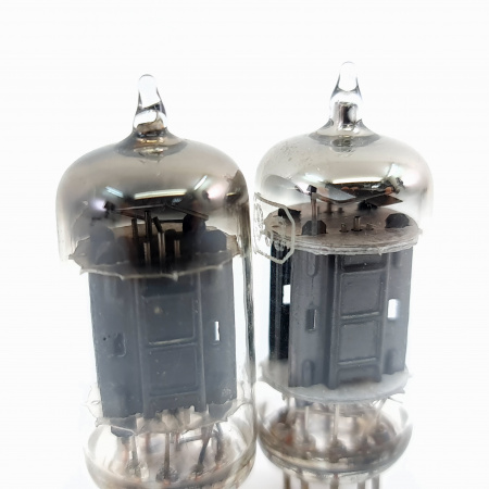 2 X 5963 RCA TUBE. 1950s PROD. BLACK PLATES. USED VG.MATCHED PAIR. 3. CB398