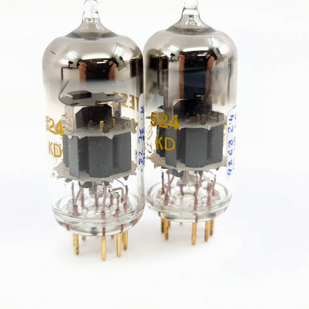 2 X E88CC TESLA TUBE. 1960s PROD. GOLD PIN. GOLD GRID. PAIR. 5. CB398