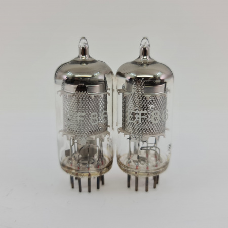 2 X EF86 PHILIPS TUBE. 1960s MAZDA PROD. MESH PLATE. MATCHED PAIR. 9. CB398