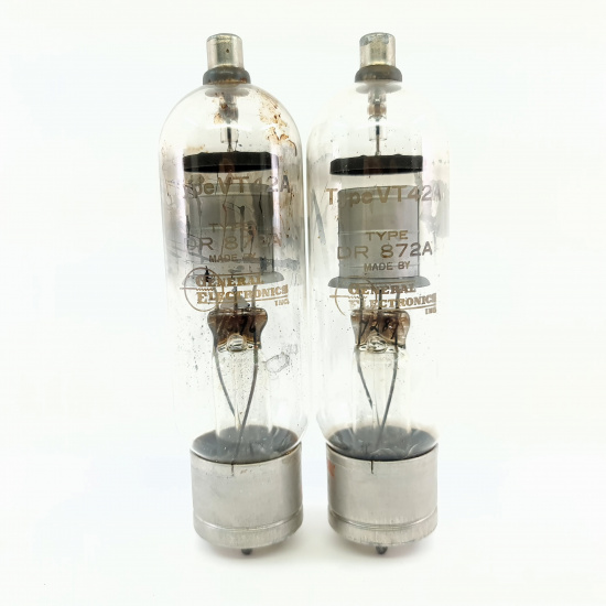 2 X 872A / VT42A GENERAL ELECTRONICS TUBE. 1950s PROD. FLAR GETTER. 16. CB398