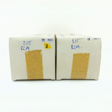 2 X 815 RCA TUBE. 1950s PROD. BLACK PLATES. SQUARE GETTER. 3. CE2