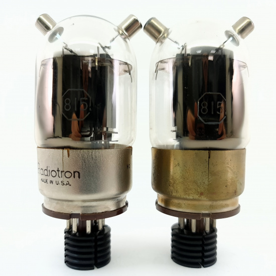 2 X 815 RCA TUBE. 1950s PROD. BLACK PLATES. SQUARE GETTER. PAIR. 4. CE2