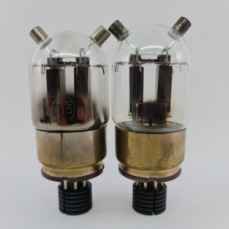 2 X 815 STANDARD BRAND TUBE. 1940s PROD. BLACK PLATES. RECTANGULAR GETTER. PAIR. 6. CE2