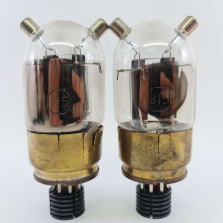 2 X 815 STANDARD BRAND TUBE. 1940s PROD. BLACK PLATES. SQUARE GETTER. PAIR. 7. CE2