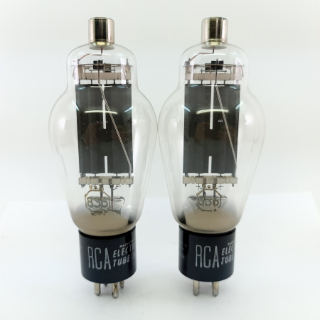 2 X 836 RCA TUBE. 1970s PROD. BLACK PLATES. RECTANGULAR GETTER. PAIR. 9. CE1