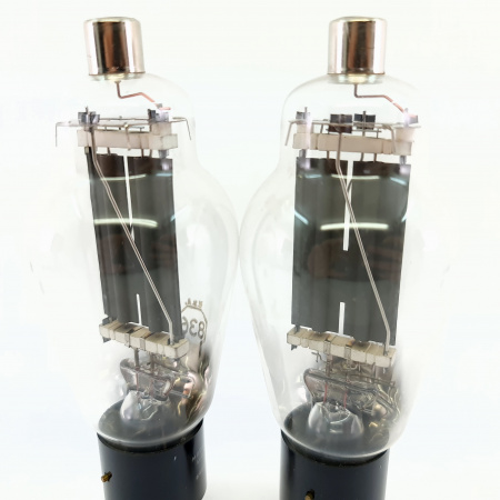 2 X 836 RCA TUBE. 1970s PROD. BLACK PLATES. RECTANGULAR GETTER. PAIR. 9. CE1