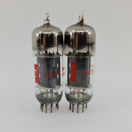 2 X 6463 RCA TUBE. 1960s PROD. D-GETTER. COPPER RODS. MATCHED PAIR. 26. CB398