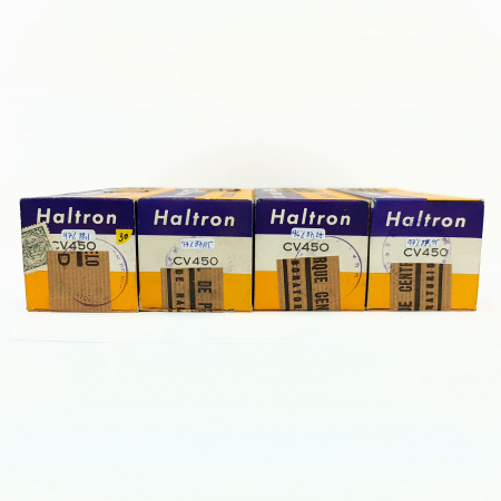 4 X CV450 HALTRON TUBE. 1960s PROD. DUAL HALO GETTER. MATCHED QUAD. 30. CB398
