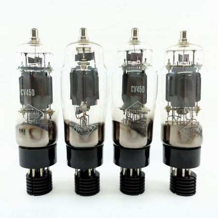 4 X CV450 HALTRON TUBE. 1960s PROD. DUAL HALO GETTER. MATCHED QUAD. 30. CB398