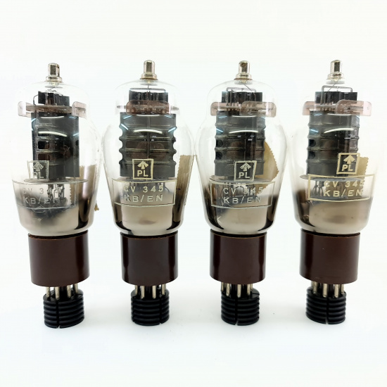 4 X CV345 THORN-AEI TUBE. 1950s MULLARD PROD. BLACK PLATES. QUAD. 3. CB399