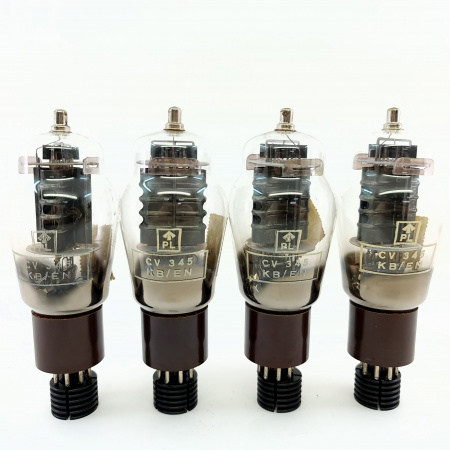 4 X CV345 THORN-AEI TUBE. 1950s MULLARD PROD. BLACK PLATES. QUAD. 3. CB399