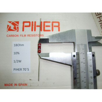 VINTAGE PIHER RESISTOR. 1/2W 18R 18Ohm 10% *1 PC* NEW ORIGINAL 1970´S +