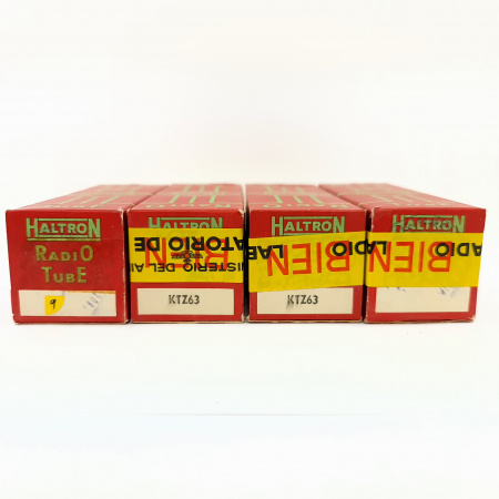 4 X KTZ63 HALTRON TUBE. 1950s PROD. BLACK PLATES. MATCHED QUAD. 9. CB399