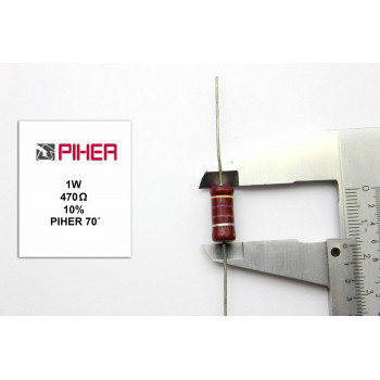 VINTAGE PIHER RESISTOR. 1W 470Ohm 470R 10% *1 PC* NEW ORIGINAL 1970´S +C600/623