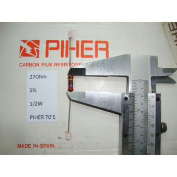 VINTAGE PIHER RESISTOR. 1/2W 27R 27Ohm 5% *1 PC* NEW ORIGINAL 1970´S +