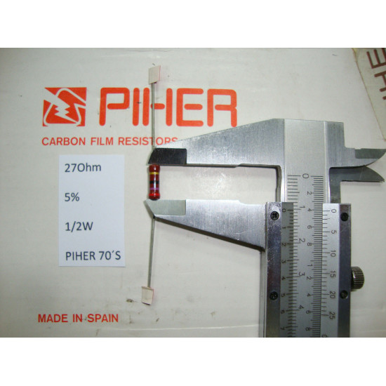 VINTAGE PIHER RESISTOR. 1/2W 27R 27Ohm 5% *1 PC* NEW ORIGINAL 1970´S +