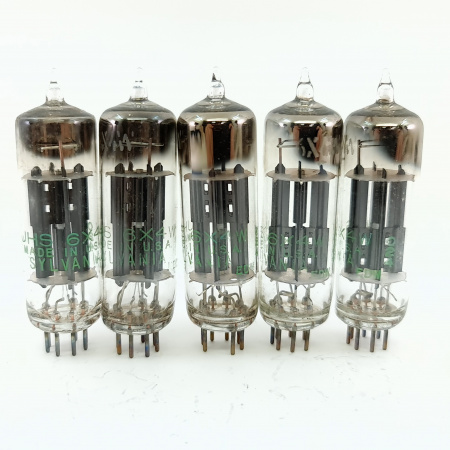 5 X JHS 6X4W SYLVANIA TUBE. 1960s PROD. BLACK PLATES. QUINTET. 15. CB399