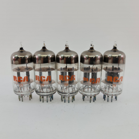 5 X 12AV7 RCA TUBE. 1960s PROD. BLACK PLATES. QUINTET. 16. CB399