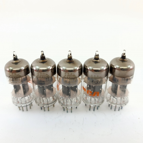 5 X 12AV7 RCA TUBE. 1960s PROD. BLACK...