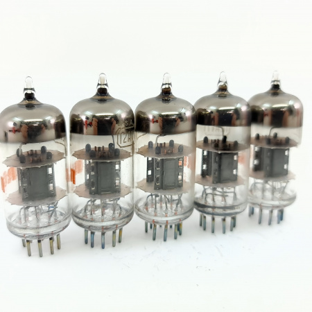 5 X 12AV7 RCA TUBE. 1960s PROD. BLACK PLATES. QUINTET. 16. CB399