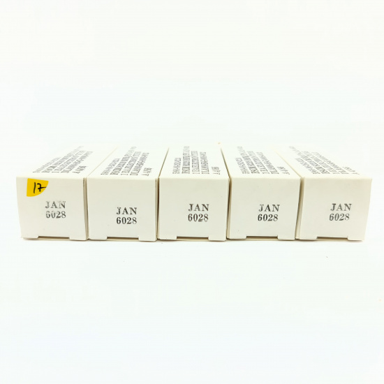 5 X JAN 6028 PHILIPS ECG TUBE. 1980s PROD. BLACK PLATES. QUINTET. 17. CB399