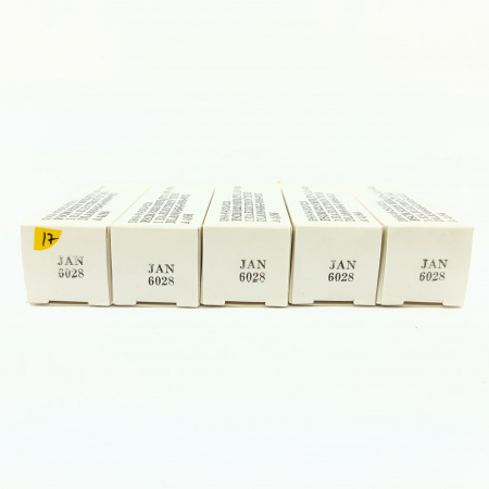 5 X JAN 6028 PHILIPS ECG TUBE. 1980s PROD. BLACK PLATES. QUINTET. 17. CB399/P62