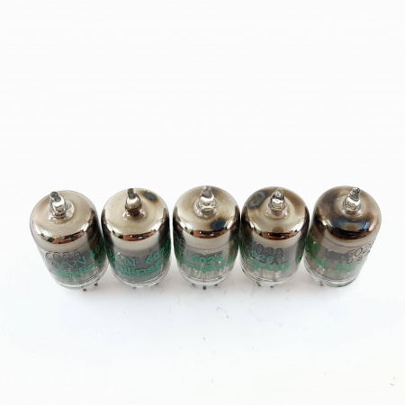 5 X JAN 6028 PHILIPS ECG TUBE. 1980s PROD. BLACK PLATES. QUINTET. 17. CB399/P62