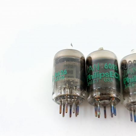 5 X JAN 6028 PHILIPS ECG TUBE. 1980s PROD. BLACK PLATES. QUINTET. 17. CB399/P62