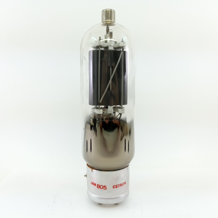 1 x JAN 805 CETRON TUBE. CHINESE PROD. BLACK PLATES. DUAL FLAT GETTER. 5. CB400