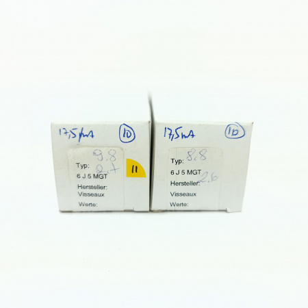 2 X 6J5MGT VISSEAUX TUBE. 1950s PROD. MATCHED PAIR. 11. CB400