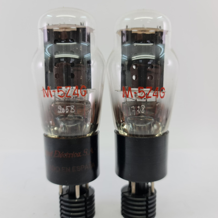 2 X5Z4G STANDARD ELECTRIC TUBE. 1950s BRITISH PROD. BLACK PLATES. PAIR.14.CB400