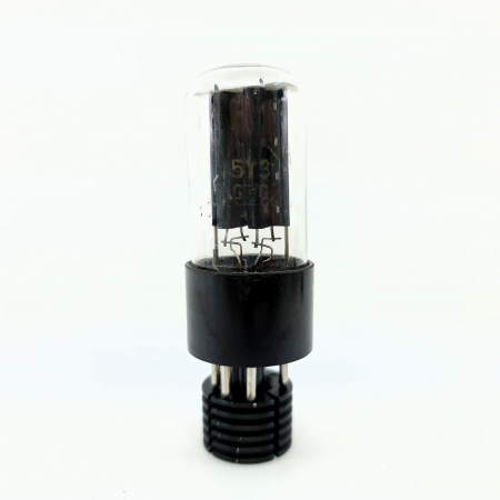 1 X 5Y3GT TUNG-SOL TUBE. 1950s PROD. BLACK PLATES. RECTANGULAR GETTER. 18.CB400