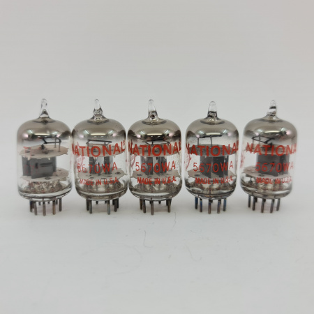 5 X 5670WA NATIONAL TUBE. 1960s SYLVANIA PROD. BLACK PLATES. QUINTET. 27. CB400