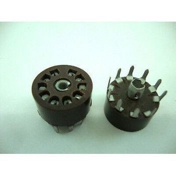 10 PINS SOCKET PCB. BAQUELITE TUBE SOCKET. ZOCALO 10 PINS BAQU. CIRCUITO IMPR.