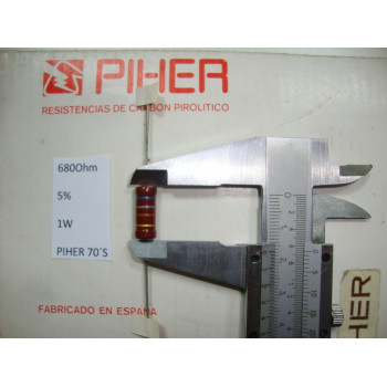 VINTAGE PIHER RESISTOR. 1W 680Ohm 680R 5% *1 PC* NEW ORIGINAL 1970´S+