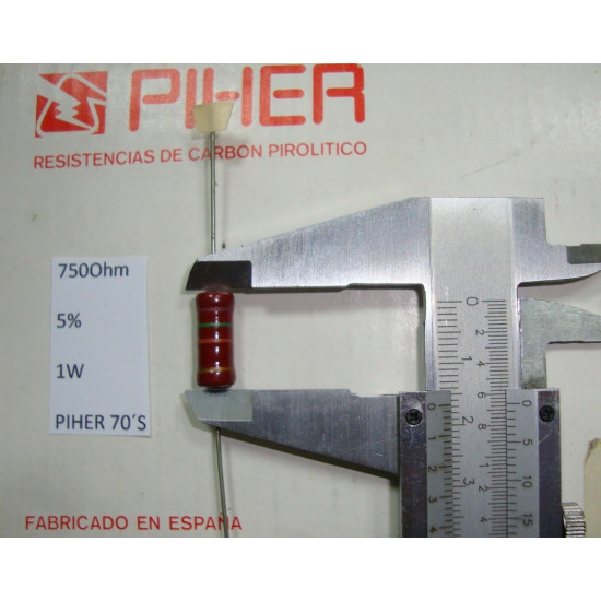 VINTAGE PIHER RESISTOR. 1W 750Ohm 750R 5% *1 PC* NEW ORIGINAL 1970´S+