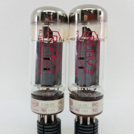 2 X EL34 RUBY TUBE. CHINESE PROD. MATCHED PAIR. 8.USED CB401