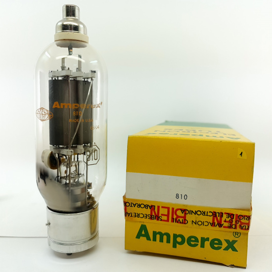 1 X 810 AMPEREX TUBE. 1960s PROD. RECTANGULAR GETTER. 1. CE37