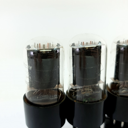 4 X 6V6GT HALTRON TUBE. 1950s PROD. BLACK PLATES. D-G. MATCHED QUAD. 4. CB402