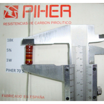 VINTAGE PIHER RESISTOR. 1W 18K 5% *1 PC* NEW ORIGINAL 1970´S+