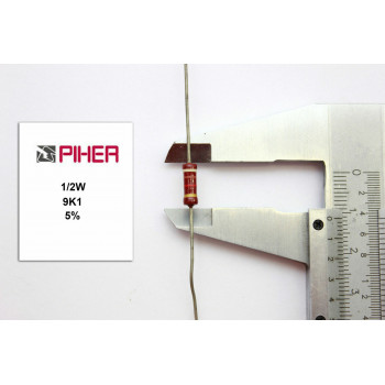 VINTAGE PIHER RESISTOR. 1/2W 9K1 5% *1 PC* NOS (New Old Stock)1970´S+ C318