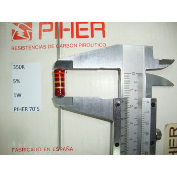VINTAGE PIHER RESISTOR. 1W 350K 5% *1 PC* NEW ORIGINAL 1970´S+