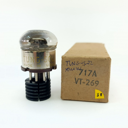 1 X 717A TUNG-SOL TUBE. 1950s PROD. YELLOW LOGO. BLACK PLATES. 38. CB402