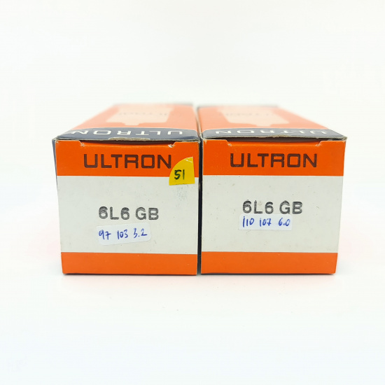 2 X 6L6GB ULTRON TUBE. 1980s RUSSIAN PROD. MATCHED PAIR. 51. CB402